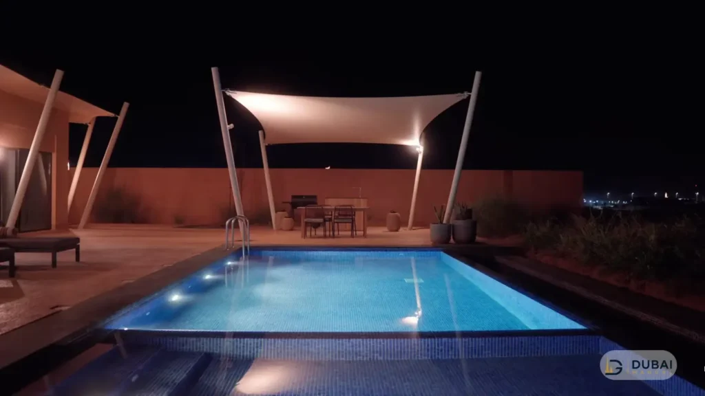 Al Badayer Retreat pool at night