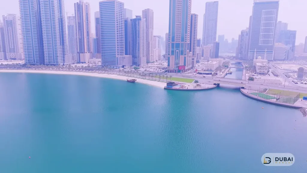 Al Qasba waterfront and Sharjah skyline
