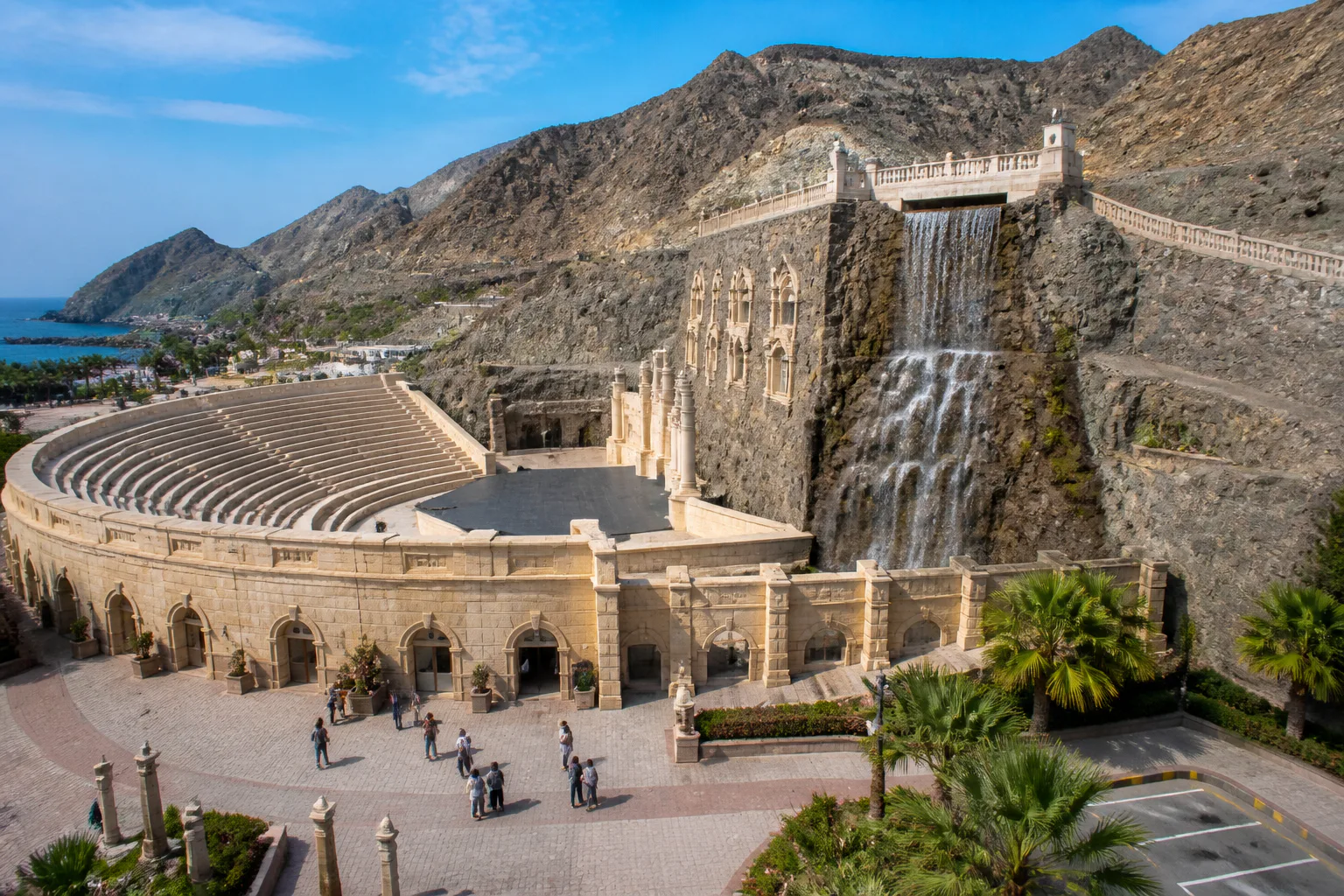 Khorfakkan Amphitheater waterfall