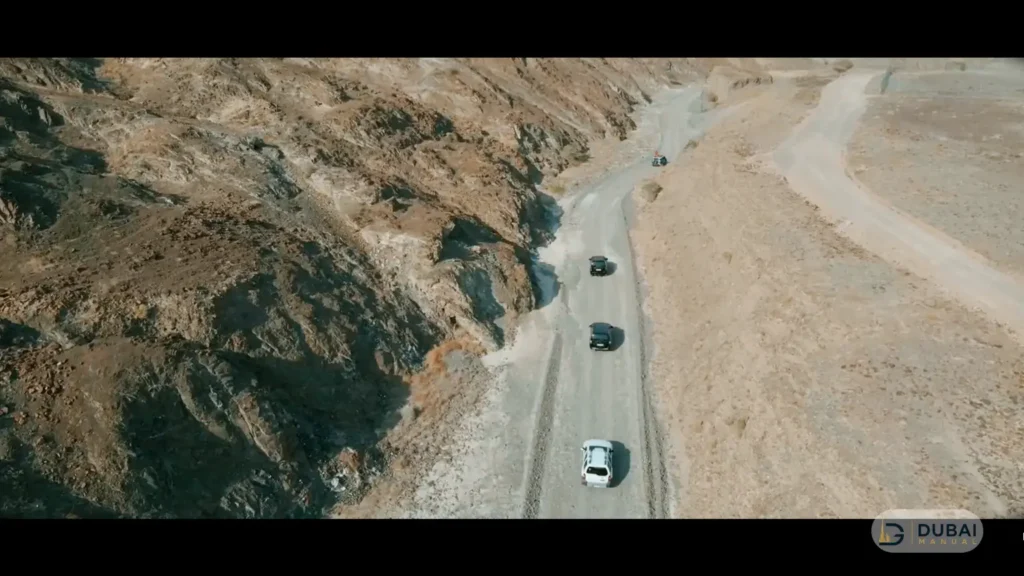4x4 convoy on the mountain road to Dibba Al Hisn
