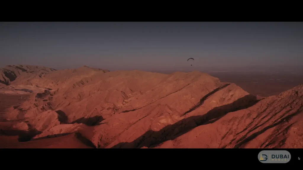 Aerial panorama of the Jebel Faya ridge and surrounding desert