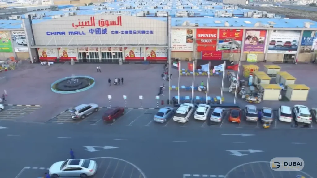 Ajman China Mall car park and entrance plaza from above