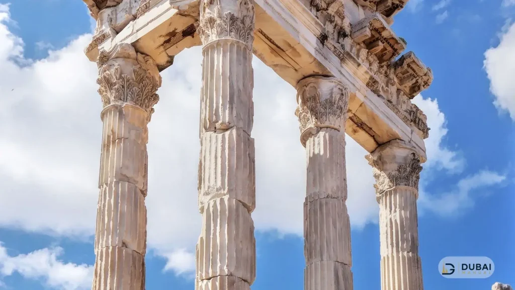 Ancient stone columns against the sky
