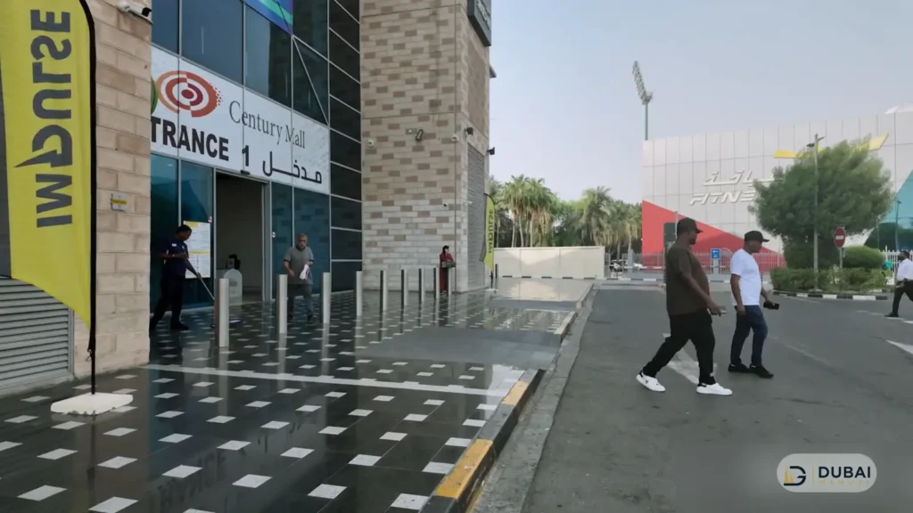 Century Mall Entrance 1 with bollards and drop-off area