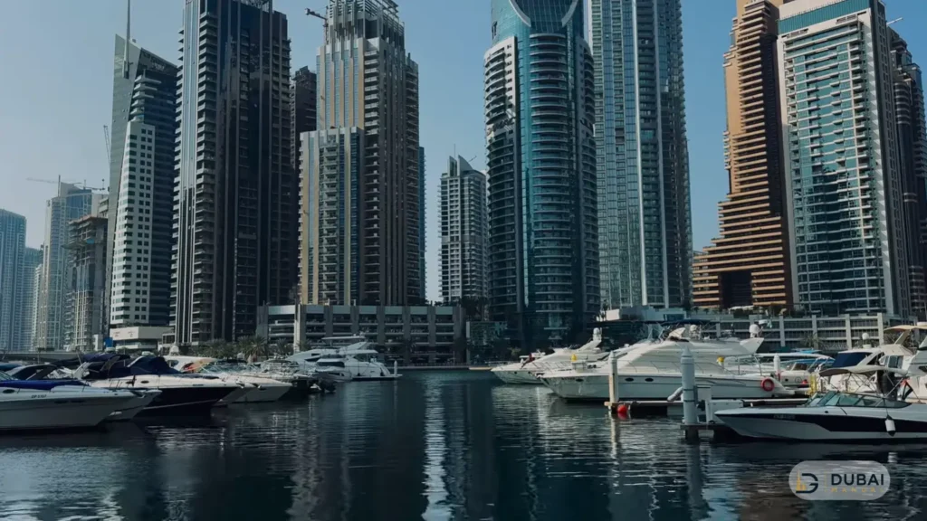 Dubai Marina yacht marina with towers