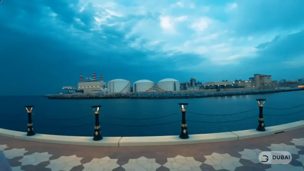 Evening view over the Al Layyah Canal waterfront