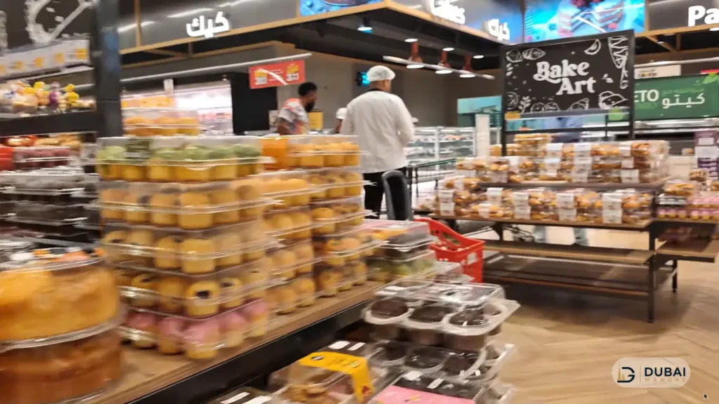 Fresh bakery display inside LuLu Hypermarket Silicon Oasis