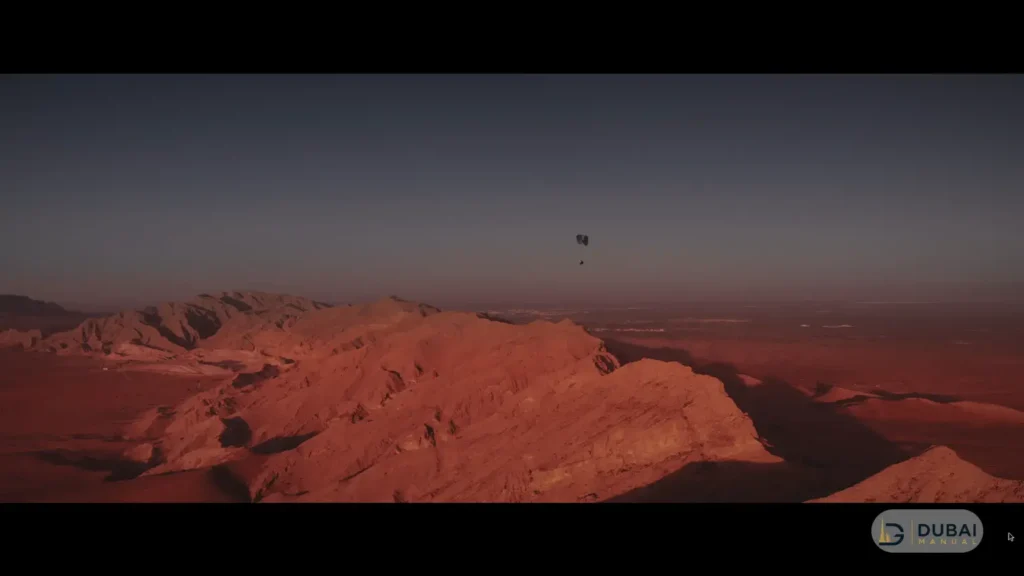 Jebel Faya limestone ridge glowing at dusk