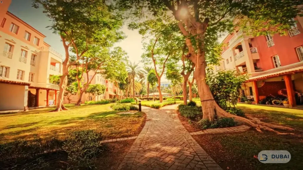 Landscaped courtyard walkway in Green Community Village