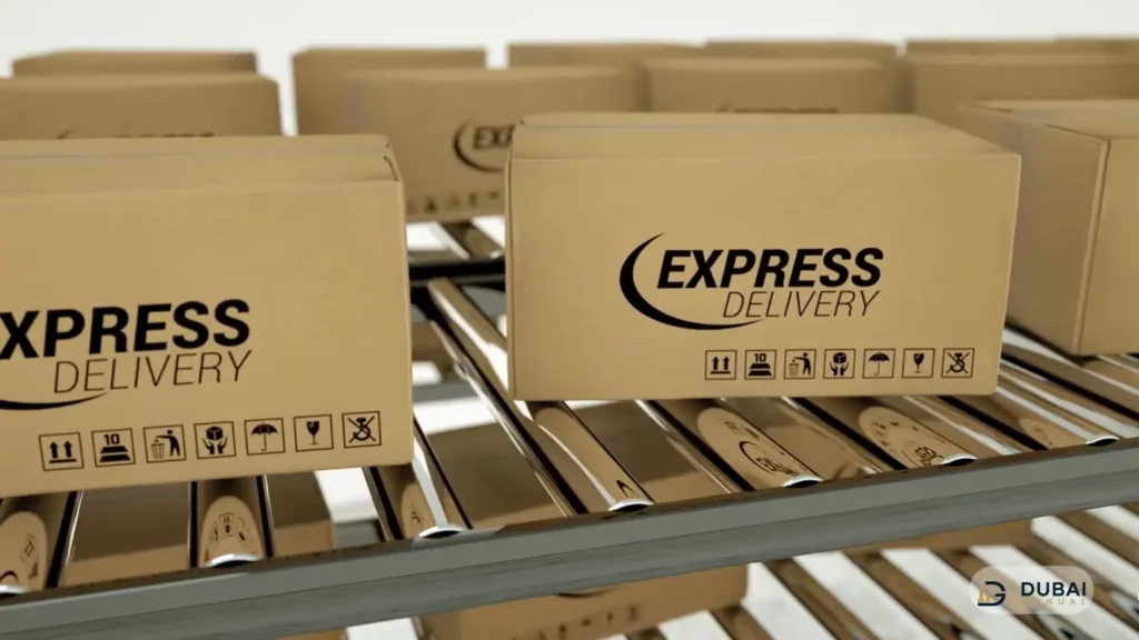 parcels on conveyor for mail delivery Dubai