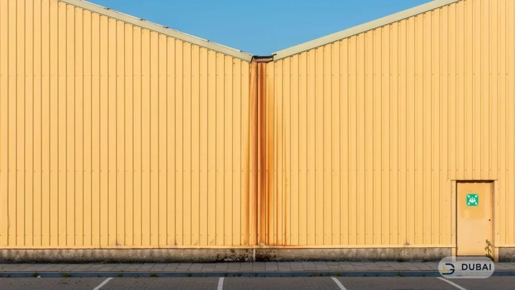 Warehouse exterior in the industrial zone