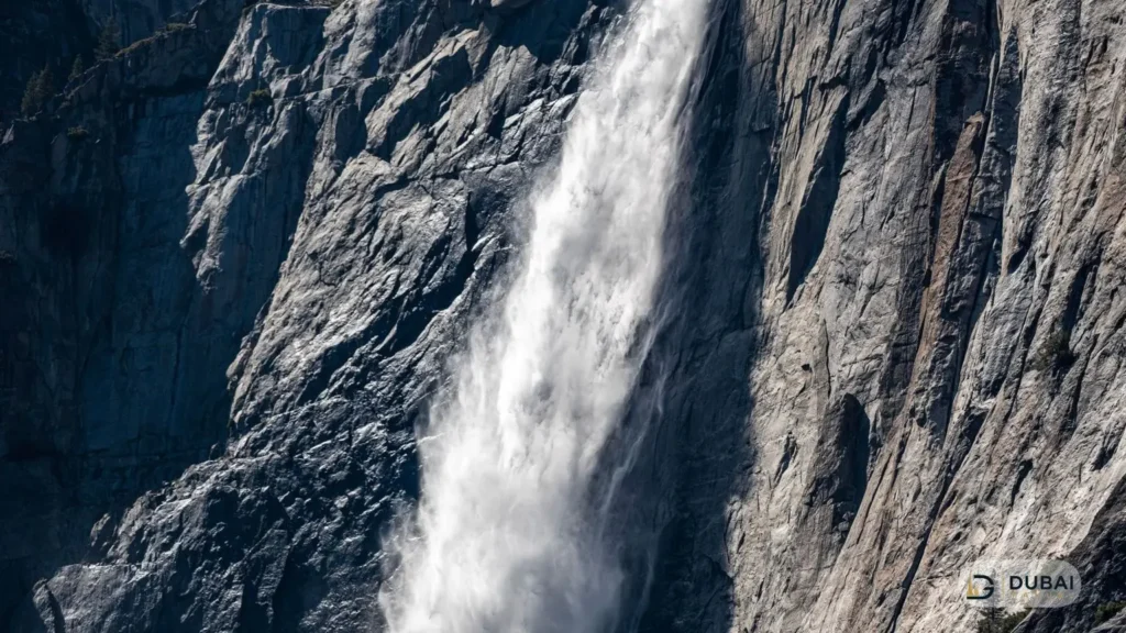 Waterfall cascading down rock
