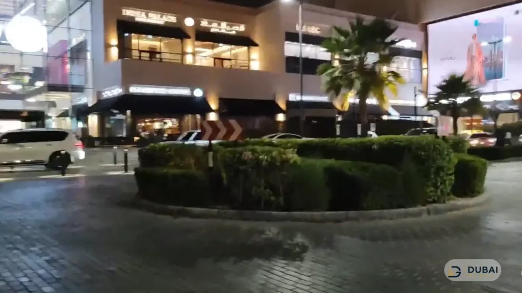 Zero 6 Mall entrance and parking area at night